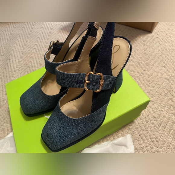 Sam Edelman Jildie Mary Jane Heel Denim 8.5 NEW - Picture 3 of 7